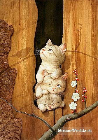 Милые котики японского художника Makoto Muramatsu
