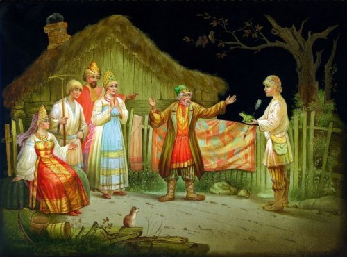 Тематика народных сказок в федоскинской лаковой миниатюре