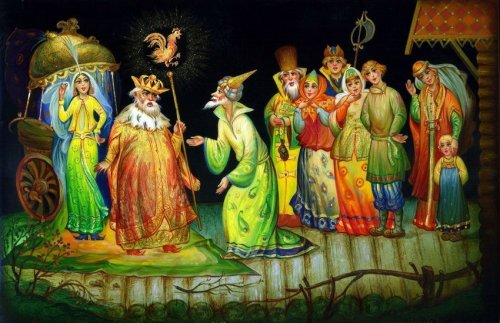 Тематика народных сказок в федоскинской лаковой миниатюре