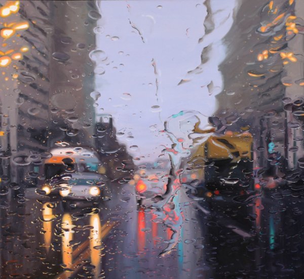 Художник, что рисует дождь. Дождь на ветровом стекле автомобиля. Грегори Тилкер (Gregory Thielker)
